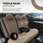 Set tapiterie luxoasa OTOM textil cu piele ecologica GTI SPORTS Design – Bej cu cusatura bej, pentru scaune fata si spate