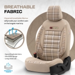 Set tapiterie luxoasa OTOM textil cu piele ecologica GTI SPORTS Design – Bej cu cusatura bej, pentru scaune fata si spate