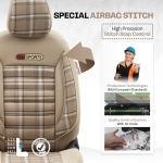 Set tapiterie luxoasa OTOM textil cu piele ecologica GTI SPORTS Design – Bej cu cusatura bej, pentru scaune fata si spate