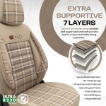 Set tapiterie luxoasa OTOM textil cu piele ecologica GTI SPORTS Design – Bej cu cusatura bej, pentru scaune fata si spate