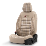 Set tapiterie luxoasa OTOM textil cu piele ecologica GTI SPORTS Design – Bej cu cusatura bej, pentru scaune fata si spate