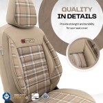Set tapiterie luxoasa OTOM textil cu piele ecologica GTI SPORTS Design – Bej cu cusatura bej, pentru scaune fata si spate