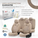 Set tapiterie luxoasa OTOM textil cu piele ecologica GTI SPORTS Design – Bej cu cusatura bej, pentru scaune fata si spate