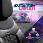 Set tapiterie luxoasa OTOM textil cu piele ecologica CARBON Design – Neagra cu cusatura gri, pentru scaune fata si spate