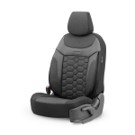 Set tapiterie luxoasa OTOM textil cu piele ecologica CARBON Design – Neagra cu cusatura gri, pentru scaune fata si spate