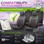Set tapiterie luxoasa OTOM textil cu piele ecologica CARBON Design – Neagra cu cusatura rosie, pentru scaune fata si spate