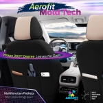 Set tapiterie luxoasa OTOM textil cu piele ecologica CARBON Design – Bej-Negru cu cusatura bej, pentru scaune fata si spate