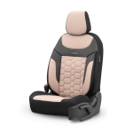 Set tapiterie luxoasa OTOM textil cu piele ecologica CARBON Design – Bej-Negru cu cusatura bej, pentru scaune fata si spate