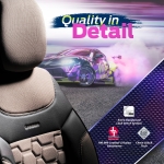 Set tapiterie luxoasa OTOM textil cu piele ecologica CARBON Design – Bej-Negru cu cusatura bej, pentru scaune fata si spate