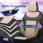 Set tapiterie luxoasa OTOM textil cu piele ecologica CARBON Design – Bej-Negru cu cusatura bej, pentru scaune fata si spate