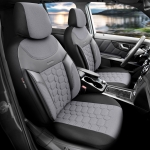 Set tapiterie luxoasa OTOM textil cu piele ecologica CARBON Design – Gri cu cusatura gri, pentru scaune fata si spate