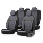 Set tapiterie luxoasa OTOM textil cu piele ecologica CARBON Design – Gri cu cusatura gri, pentru scaune fata si spate