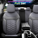 Set tapiterie luxoasa OTOM textil cu piele ecologica CARBON Design – Gri cu cusatura gri, pentru scaune fata si spate