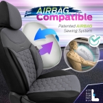 Set tapiterie luxoasa OTOM textil cu piele ecologica CARBON Design – Gri cu cusatura gri, pentru scaune fata si spate