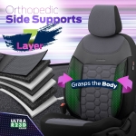 Set tapiterie luxoasa OTOM textil cu piele ecologica CARBON Design – Gri cu cusatura gri, pentru scaune fata si spate