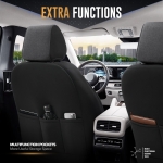 Set tapiterie luxoasa OTOM textil cu piele ecologica THRONE Design – Neagra cu cusatura rosie, pentru scaune fata si spate