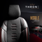 Set tapiterie luxoasa OTOM textil cu piele ecologica THRONE Design – Neagra cu cusatura rosie, pentru scaune fata si spate