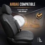 Set tapiterie luxoasa OTOM textil cu piele ecologica THRONE Design – Neagra cu cusatura gri, pentru scaune fata si spate