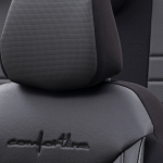 Set tapiterie luxoasa OTOM textil cu piele ecologica COMFORT LINE Design – Neagra cu cusatura neagra, pentru scaune fata si spate