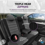 Set tapiterie luxoasa OTOM textil cu piele ecologica COMFORT LINE Design – Gri-Negru cu cusatura gri, pentru scaune fata si spate