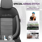 Set tapiterie luxoasa OTOM textil cu piele ecologica COMFORT LINE Design – Gri-Negru cu cusatura gri, pentru scaune fata si spate