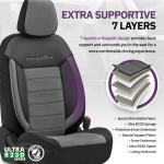 Set tapiterie luxoasa OTOM textil cu piele ecologica COMFORT LINE Design – Gri-Negru cu cusatura gri, pentru scaune fata si spate