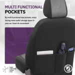 Set tapiterie luxoasa OTOM textil cu piele ecologica COMFORT LINE Design – Gri-Negru cu cusatura gri, pentru scaune fata si spate