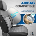 Set tapiterie luxoasa OTOM textil cu piele ecologica COMFORT LINE Design – Gri-Negru cu cusatura gri, pentru scaune fata si spate