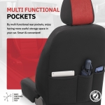 Set tapiterie luxoasa OTOM textil cu piele ecologica COMFORT LINE Design – Rosu-Negru cu cusatura rosie, pentru scaune fata si spate