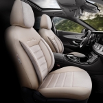 Set tapiterie luxoasa OTOM textil cu piele ecologica COMFORT LINE Design – Bej cu cusatura bej, pentru scaune fata si spate