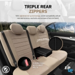 Set tapiterie luxoasa OTOM textil cu piele ecologica COMFORT LINE Design – Bej cu cusatura bej, pentru scaune fata si spate