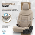 Set tapiterie luxoasa OTOM textil cu piele ecologica COMFORT LINE Design – Bej cu cusatura bej, pentru scaune fata si spate