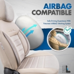 Set tapiterie luxoasa OTOM textil cu piele ecologica COMFORT LINE Design – Bej cu cusatura bej, pentru scaune fata si spate