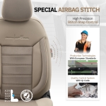 Set tapiterie luxoasa OTOM textil cu piele ecologica COMFORT LINE Design – Bej cu cusatura bej, pentru scaune fata si spate