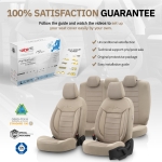 Set tapiterie luxoasa OTOM textil cu piele ecologica COMFORT LINE Design – Bej cu cusatura bej, pentru scaune fata si spate