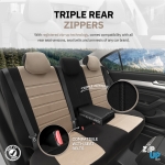 Set tapiterie luxoasa OTOM textil cu piele ecologica COMFORT LINE Design – Bej-Negru cu cusatura bej, pentru scaune fata si spate