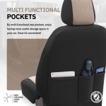 Set tapiterie luxoasa OTOM textil cu piele ecologica COMFORT LINE Design – Bej-Negru cu cusatura bej, pentru scaune fata si spate