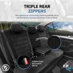 Set tapiterie luxoasa OTOM textil cu piele ecologica COMFORT LINE Design – Neagra cu cusatura alba, pentru scaune fata si spate