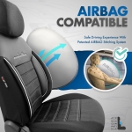Set tapiterie luxoasa OTOM textil cu piele ecologica COMFORT LINE Design – Neagra cu cusatura alba, pentru scaune fata si spate