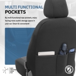 Set tapiterie luxoasa OTOM textil cu piele ecologica COMFORT LINE Design – Neagra cu cusatura alba, pentru scaune fata si spate