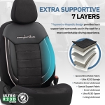 Set tapiterie luxoasa OTOM textil cu piele ecologica COMFORT LINE Design – Neagra cu cusatura alba, pentru scaune fata si spate