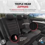 Set tapiterie luxoasa OTOM textil cu piele ecologica COMFORT LINE Design – Neagra cu cusatura rosie, pentru scaune fata si spate