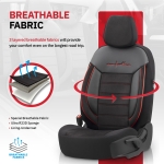 Set tapiterie luxoasa OTOM textil cu piele ecologica COMFORT LINE Design – Neagra cu cusatura rosie, pentru scaune fata si spate