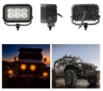 LED Halogen Proiectoare 42W - Alb, Lumina difuza cu lumina DRL galbena si rosie 12-24V