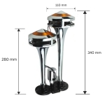 Claxon dublu tip tromba cu lumina LED galbena, 300 dB – 12V / 24V