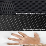 Scaun ergonomic cu spuma cu memorie si plasa respirabila 3D pentru masina, birou si acasa – antialunecare cu curea – Negru