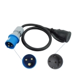 Cablu adaptor CEE la Schuko 30cm – IP44 pentru camping, rulote si utilizare in exterior 3x2,5mm² (230V, 16A)