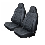 Set 1+1 Huse universala pentru scaunele din fata din piele ecologica cu tetiera integrata – Negru