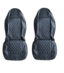 Set 1+1 Huse universala pentru scaunele din fata din piele ecologica cu tetiera integrata – Negru