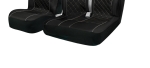 Set 2+1 husa universala textila pentru scaunele din fata ale unui microbuz, cu tetiera integrata – Negru cu cusatura gri